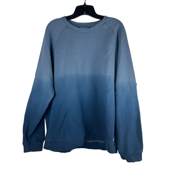 Marine Layer Dip Dye Raglan Sweathshirt Ombre Blue Crew Men's Size XL H14195 - Picture 2 of 11